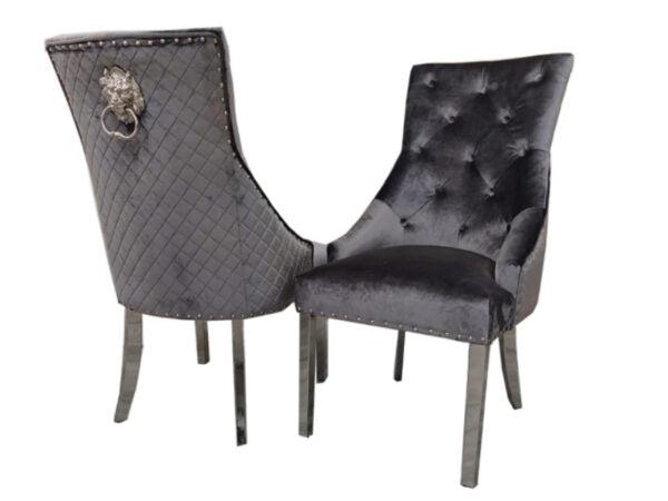 Bentley Dining Chair with Lion Knocker & Quilted Back