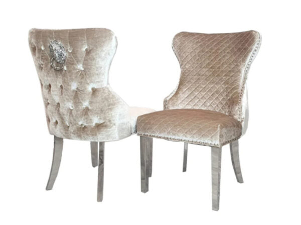 Chelsea Dining Chair with Lion Knocker & Buttoned Back