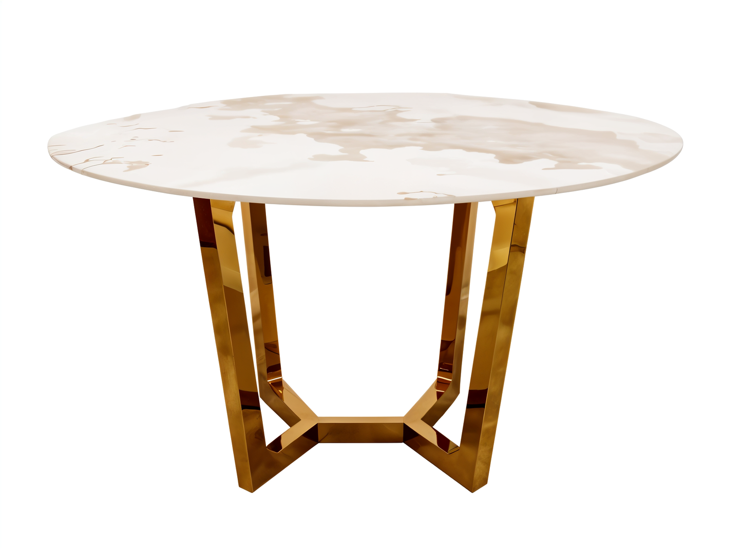 Lucien Gold 1.2m Round Dining Table with Sintered Stone Top