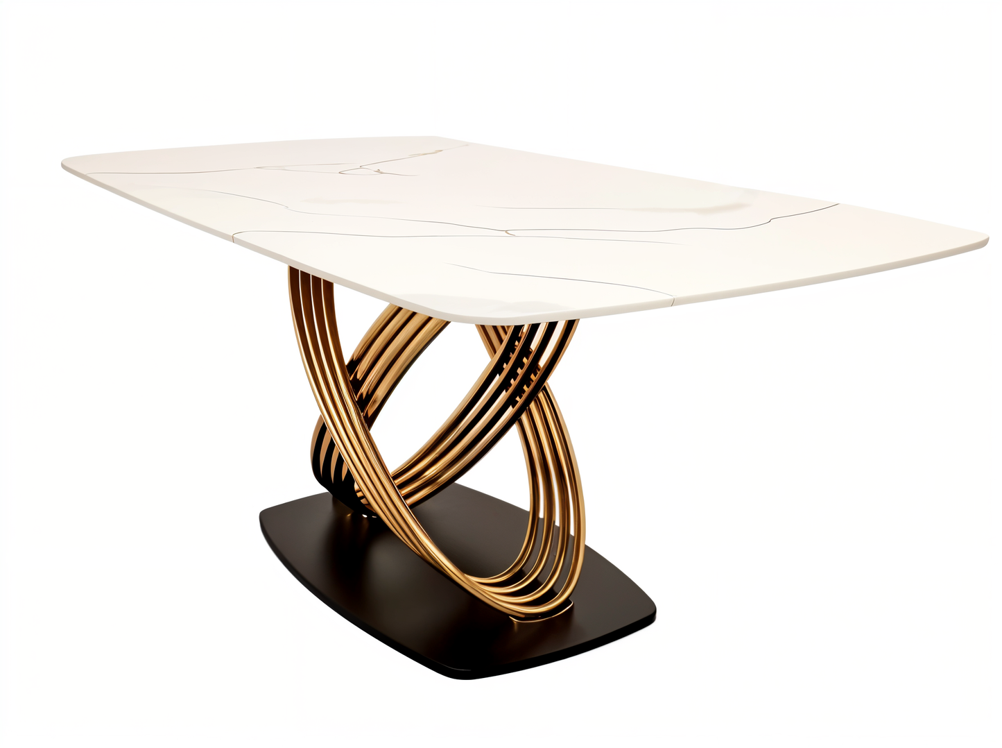 Orion Gold 1.8 Dining Table with Polar White Sintered Stone Top