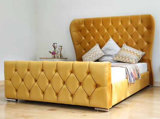 Cardiff Comfort Butterfly Wing Upholstered Bed and Mattress