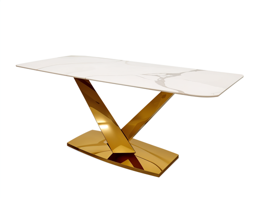 Valeo Gold 1.8 Dining Table with Polar White Sintered Stone Top